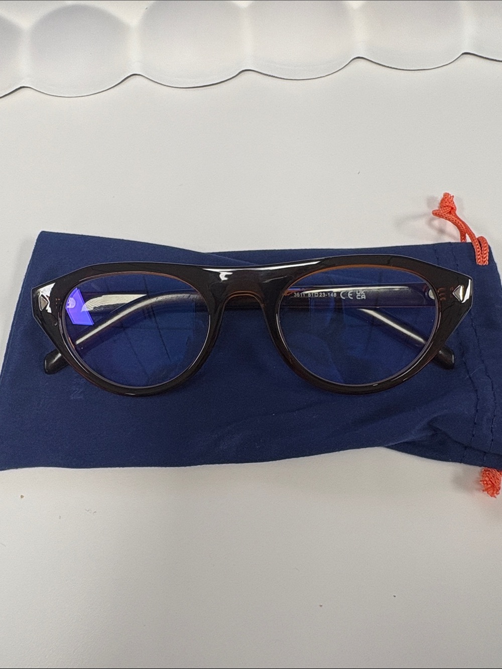 Women's Cat-Eye Blue Lens Glasses in Dark Brown Frame